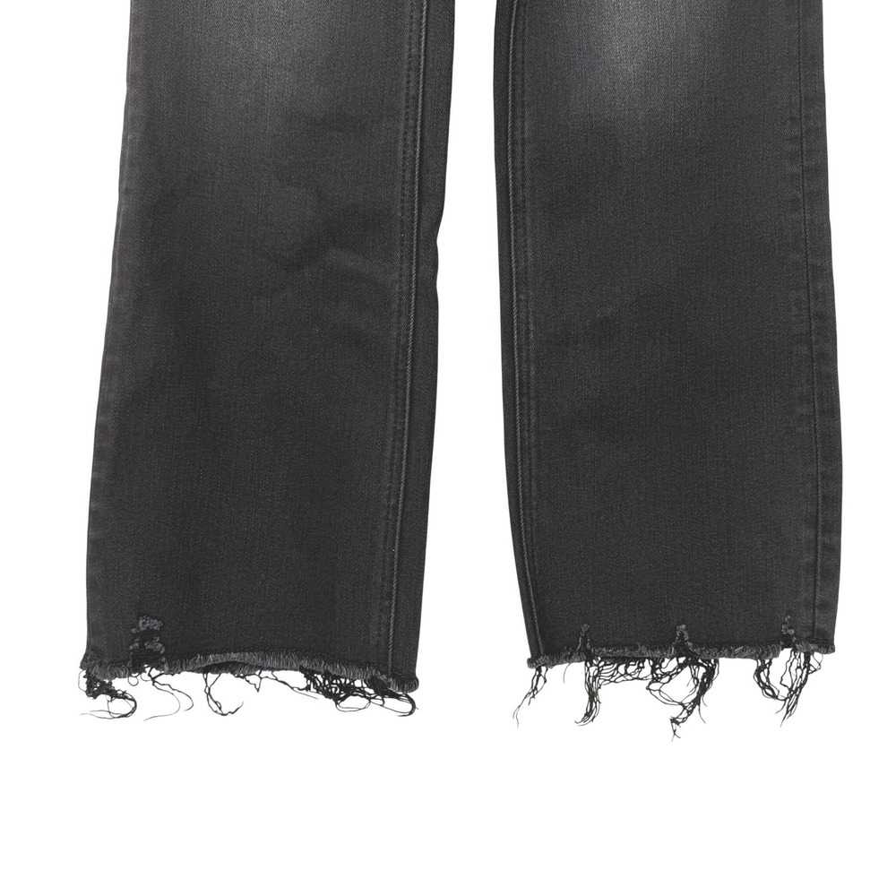 Flying Monkey High Rise Straight Jeans Womens 27 Black Raw Hem Cropped Denim - Picture 8 of 11